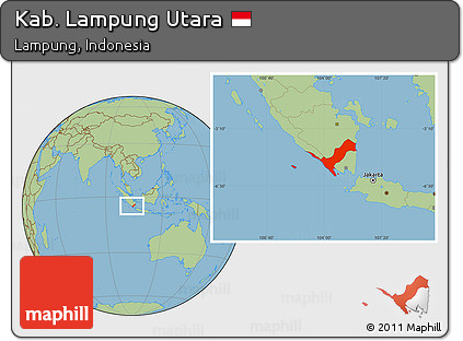 Savanna Style Location Map of Kab. Lampung Utara
