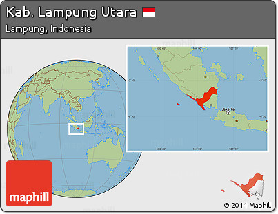 Savanna Style Location Map of Kab. Lampung Utara