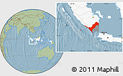 Savanna Style Location Map of Kab. Lampung Utara, highlighted country, highlighted parent region, hill shading