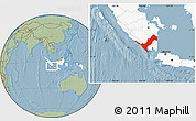 Savanna Style Location Map of Kab. Lampung Utara, highlighted country, hill shading