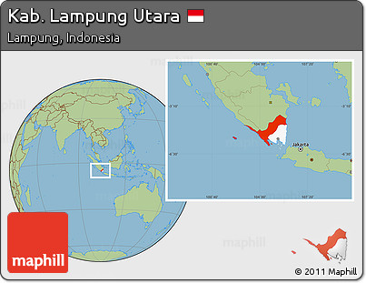 Savanna Style Location Map of Kab. Lampung Utara, highlighted parent region