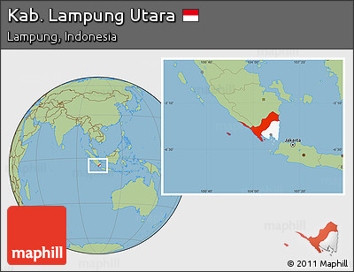 Savanna Style Location Map of Kab. Lampung Utara, highlighted parent region