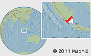Savanna Style Location Map of Kab. Lampung Utara, highlighted parent region, hill shading
