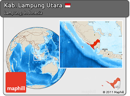 Shaded Relief Location Map of Kab. Lampung Utara