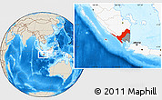 Shaded Relief Location Map of Kab. Lampung Utara, highlighted country, highlighted parent region