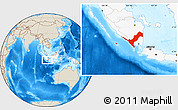 Shaded Relief Location Map of Kab. Lampung Utara, highlighted country