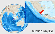 Shaded Relief Location Map of Kab. Lampung Utara, highlighted parent region