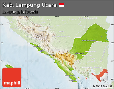 Physical Map of Kab. Lampung Utara, lighten
