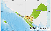 Physical Map of Kab. Lampung Utara, single color outside