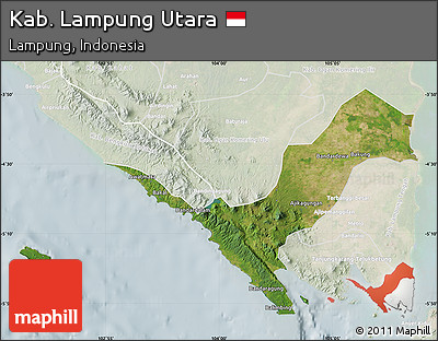 Satellite Map of Kab. Lampung Utara, lighten