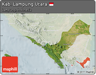 Satellite Map of Kab. Lampung Utara, lighten