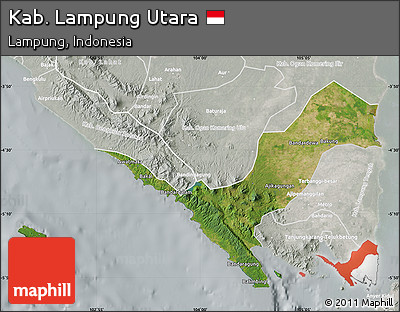 Satellite Map of Kab. Lampung Utara, lighten, semi-desaturated