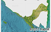 Satellite Map of Kab. Lampung Utara, single color outside