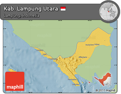 Savanna Style Map of Kab. Lampung Utara, single color outside