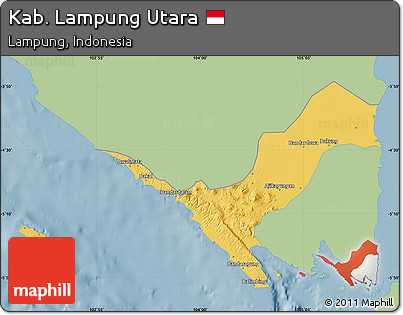 Savanna Style Map of Kab. Lampung Utara, single color outside