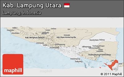 Classic Style Panoramic Map of Kab. Lampung Utara