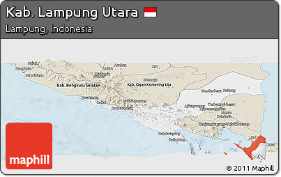 Classic Style Panoramic Map of Kab. Lampung Utara