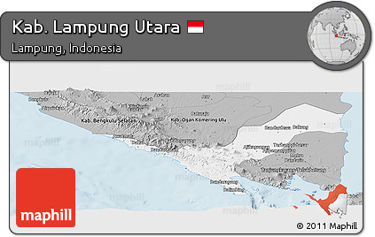 Gray Panoramic Map of Kab. Lampung Utara