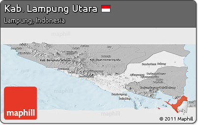 Gray Panoramic Map of Kab. Lampung Utara