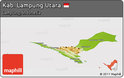 Physical Panoramic Map of Kab. Lampung Utara, cropped outside