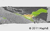 Physical Panoramic Map of Kab. Lampung Utara, darken, desaturated