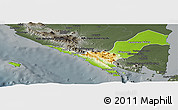 Physical Panoramic Map of Kab. Lampung Utara, darken, semi-desaturated