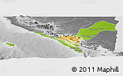 Physical Panoramic Map of Kab. Lampung Utara, desaturated