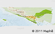 Physical Panoramic Map of Kab. Lampung Utara, lighten