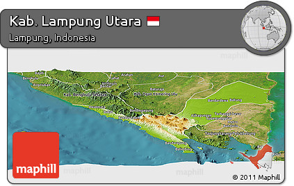 Physical Panoramic Map of Kab. Lampung Utara, satellite outside