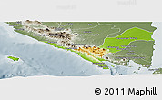 Physical Panoramic Map of Kab. Lampung Utara, semi-desaturated