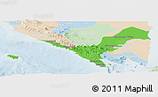 Political Panoramic Map of Kab. Lampung Utara, lighten