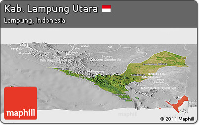 Satellite Panoramic Map of Kab. Lampung Utara, lighten, desaturated