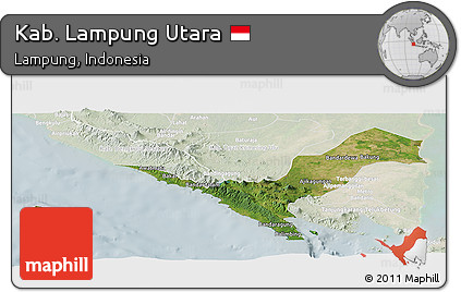 Satellite Panoramic Map of Kab. Lampung Utara, lighten