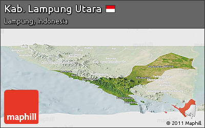 Satellite Panoramic Map of Kab. Lampung Utara, lighten