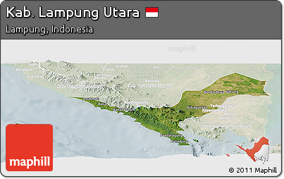 Satellite Panoramic Map of Kab. Lampung Utara, lighten