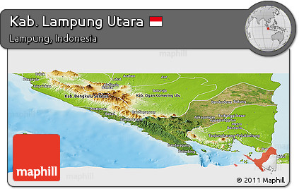 Satellite Panoramic Map of Kab. Lampung Utara, physical outside