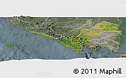 Satellite Panoramic Map of Kab. Lampung Utara, semi-desaturated