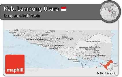 Silver Style Panoramic Map of Kab. Lampung Utara