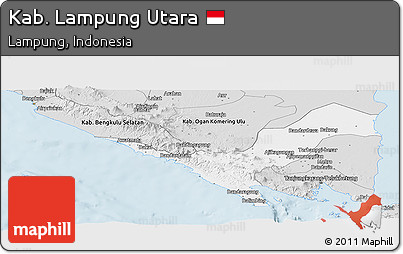 Silver Style Panoramic Map of Kab. Lampung Utara