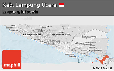 Silver Style Panoramic Map of Kab. Lampung Utara
