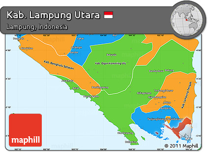Political Simple Map of Kab. Lampung Utara