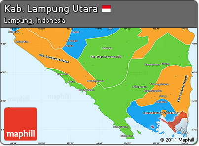 Political Simple Map of Kab. Lampung Utara
