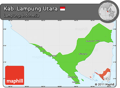 Political Simple Map of Kab. Lampung Utara, single color outside