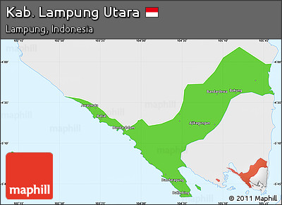 Political Simple Map of Kab. Lampung Utara, single color outside