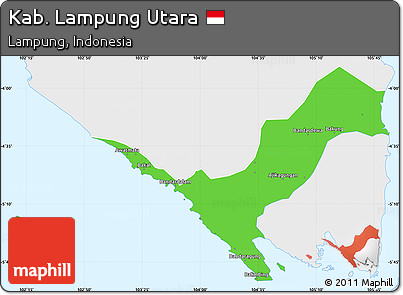 Political Simple Map of Kab. Lampung Utara, single color outside