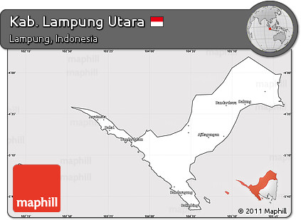 Silver Style Simple Map of Kab. Lampung Utara, cropped outside