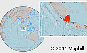 Gray Location Map of Lampung, hill shading