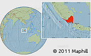 Savanna Style Location Map of Lampung, hill shading