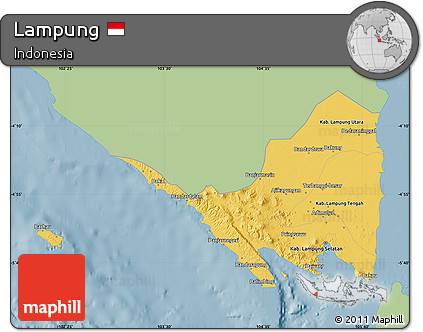 Savanna Style Map of Lampung, single color outside