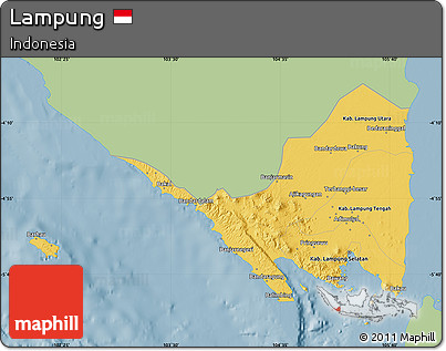 Savanna Style Map of Lampung, single color outside
